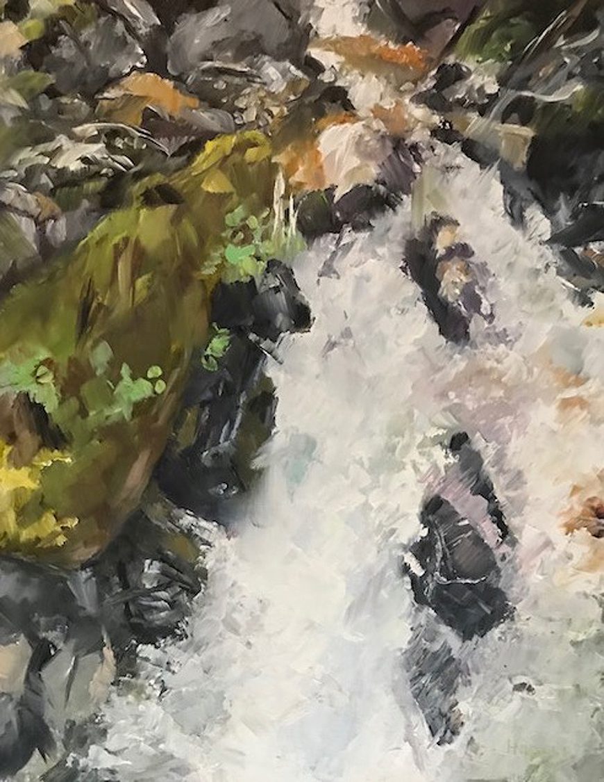 Carol Hopper: River Rapids with Moss Covered Rocks