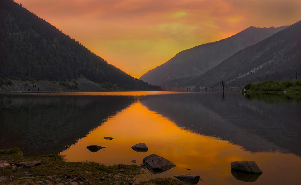 Kevin Black: Sunset over Quake Lake, MT
