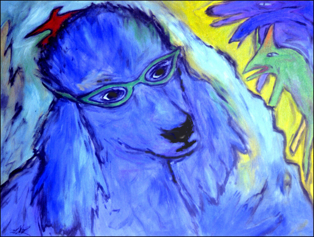 Lesley Long: Blue Boy (Dog Sheltering Little bird)