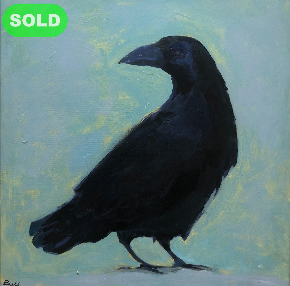 Christopher Bull: Crow (blue background) - SOLD