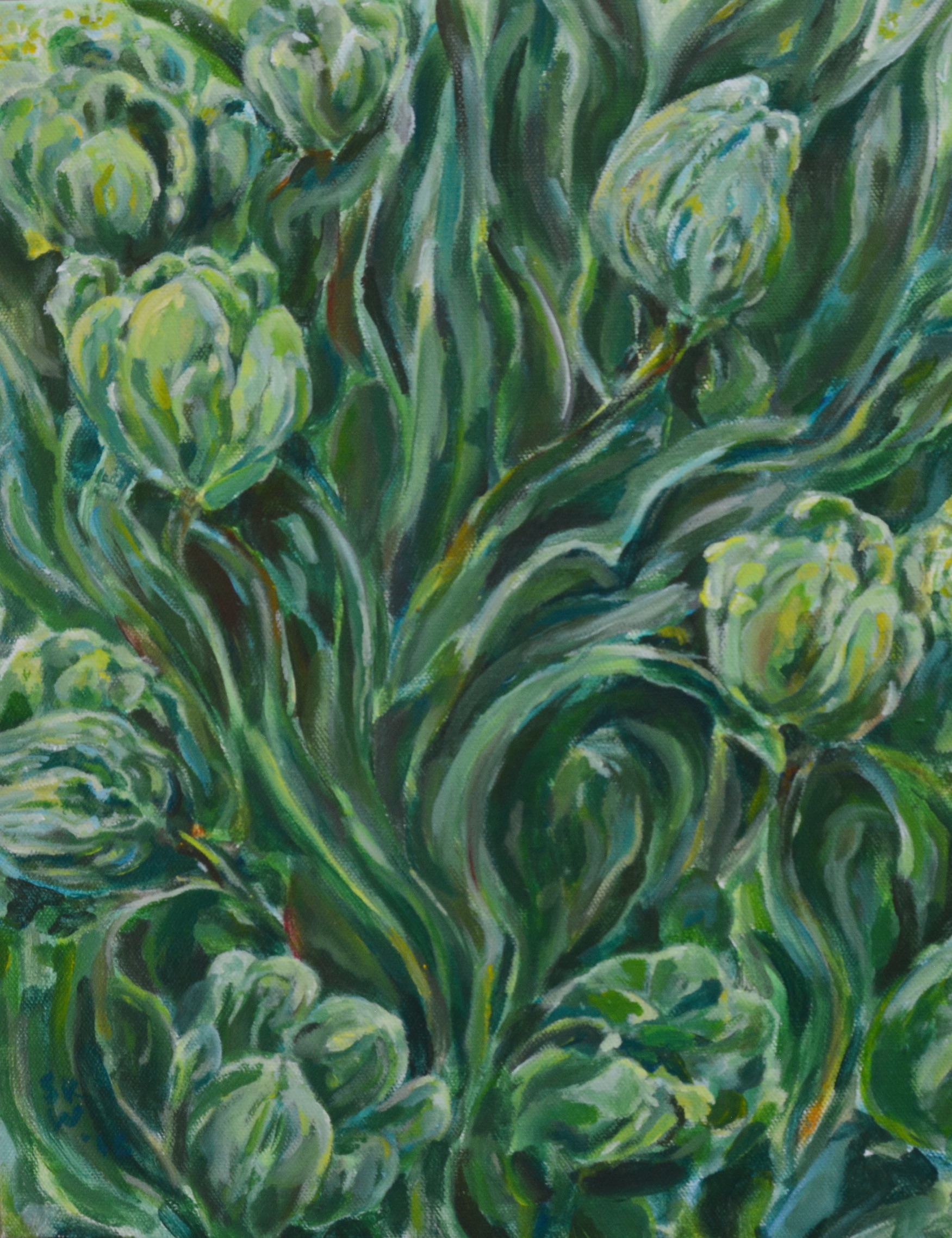 Sandra Kimzey Wimbish: Green Monochrome Tulips