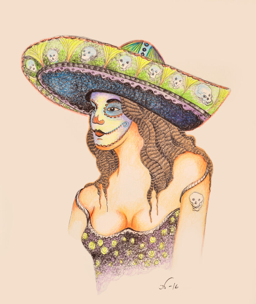Derrick Montez: Woman with Day of Dead Sombrero