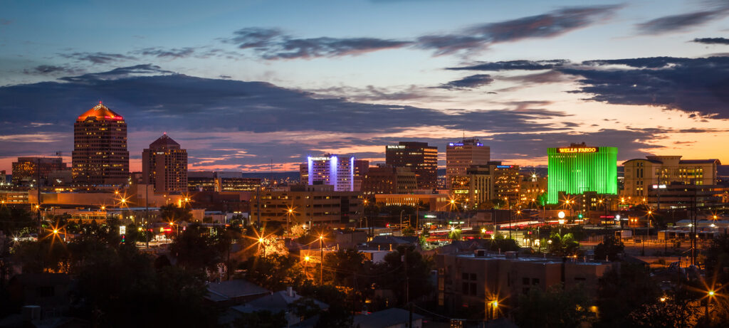 New Mexico Cancer Center, Gallery With A Cause, Albuquerque Skyline at Night