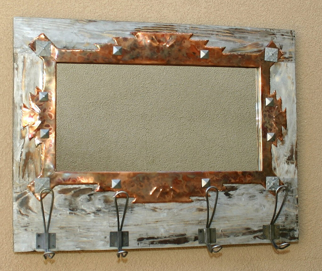 New Mexico Cancer Center, Gallery With A Cause, &lt;strong&gt;&lt;em&gt;Kurt Wuerker&lt;/em&gt; Southwest Bold, Mirror Copper &amp; Mixed Media $475, 21 x 19&quot; (framed), 2023&lt;/strong&gt;